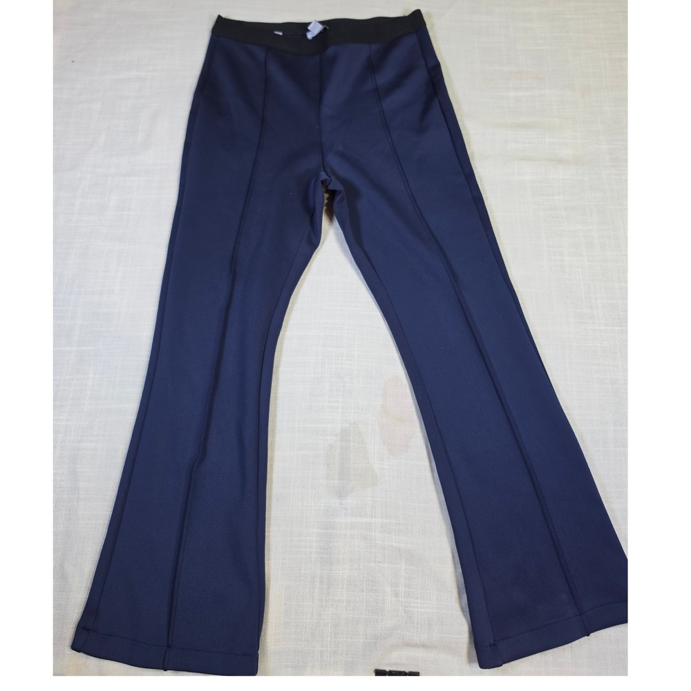 Nine West Navy Blue Kick Flare Pintuck Seam Pull On Stretch Pants Womens Medium